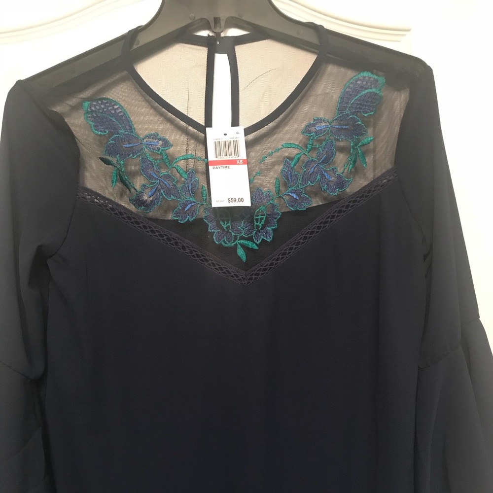 Navy blue dress with bell sleeved dress